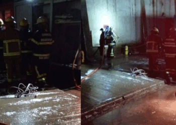 Bomberos trabajaron hasta la madrugada para apagar un incendio en la celda de Buyatti en Puerto San Martín