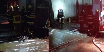 Bomberos trabajaron hasta la madrugada para apagar un incendio en la celda de Buyatti en Puerto San Martín