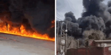 Terror en Totoras por la explosión de tanques de gasoil en un depósito de camiones